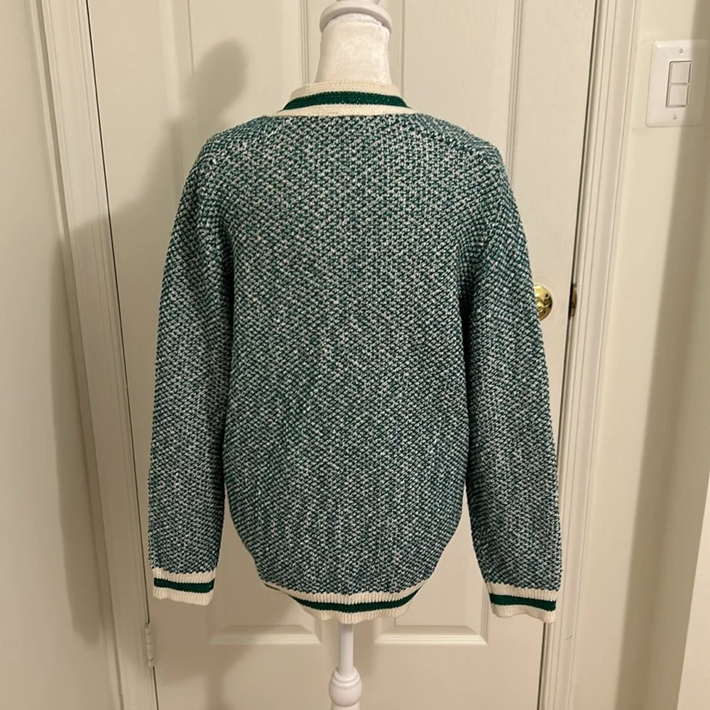 Maje Maitresse Green Lurex Metallic Threaded Cardigan Sweater Size 3, US Large - Picture 12 of 16